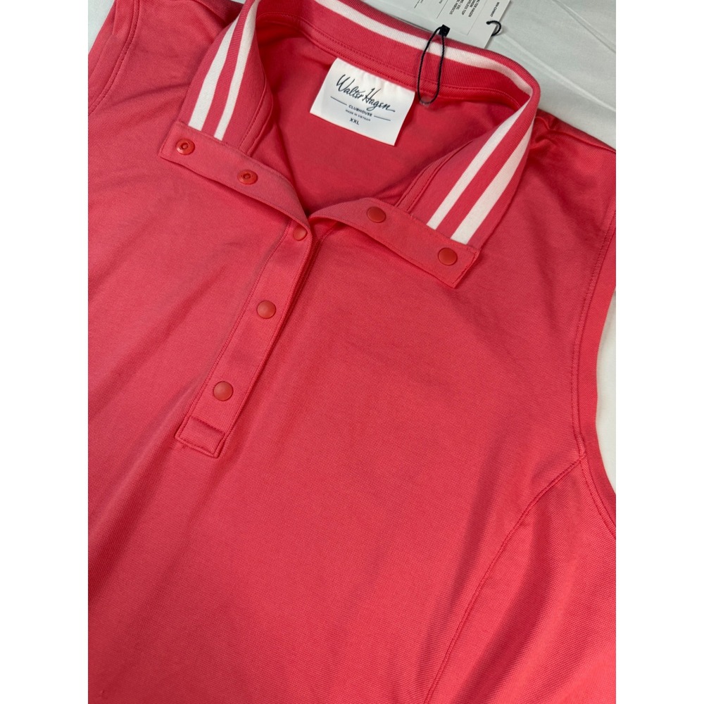 Walter Hagen Clubhouse Womens XXL Hibiscus Pink Sleeveless Golf Polo Shirt NWT